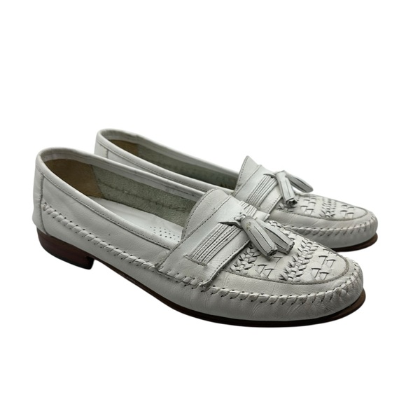 Giorgio Brutini Other - Giorgio Brutini Le Glove Men's 10.5 D White Vintage Leather Loafers Tassel Woven